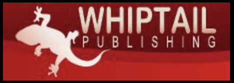 Whiptail Publishing logo | red and white with an image of a whiptail lizard